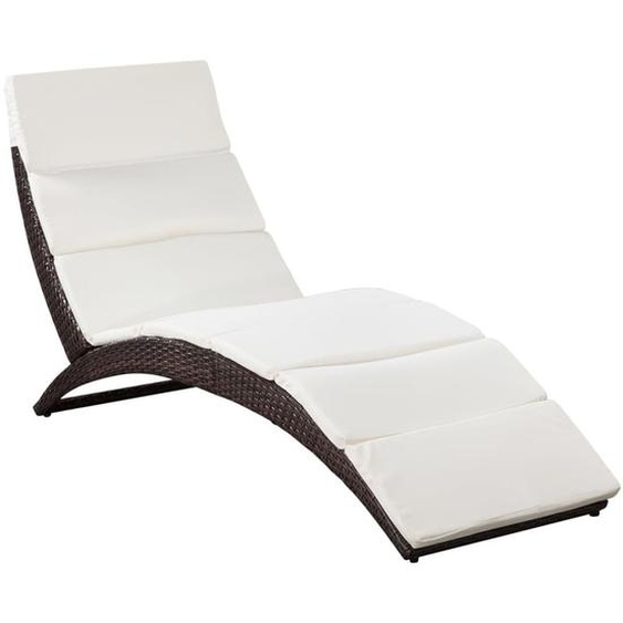 Bain de soleil pliable avec support Poly rotin brun