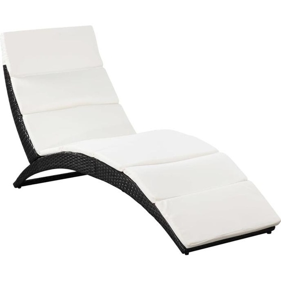 Bain de soleil pliable avec support Poly rotin noir