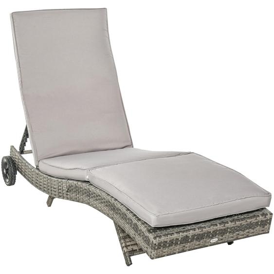 Bain de soleil transat grand confort - dossier inclinable 5 positions roulettes - matelas dhoussable inclus - rsine tresse grise