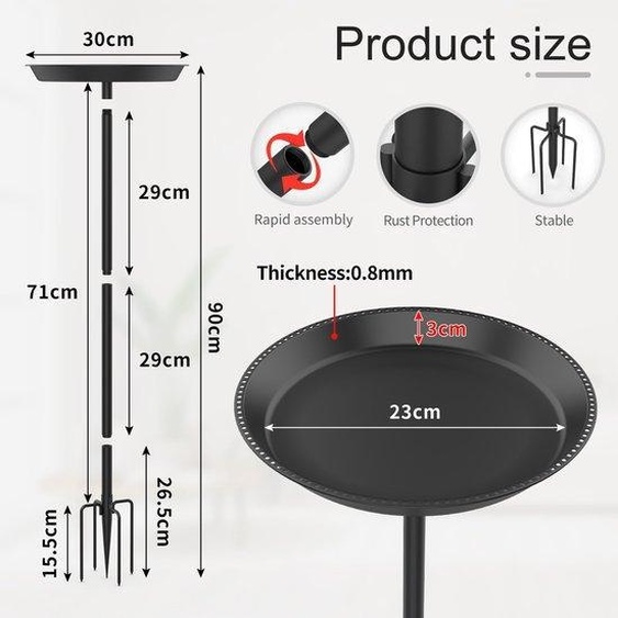 Bain pour oiseaux Unyqoos® en métal, résistant à la rouille, hauteur réglable, diamètre 30 cm, hauteur 90 cm, couleur noire – Abreuvoir pour oiseaux, idéal pour le jardin et le balcon, hauteur de la cuve 71 cm, support à 5 pieds