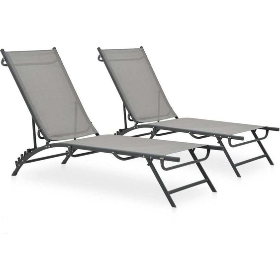 Bains de soleil 2 pcs. Textilène et acier