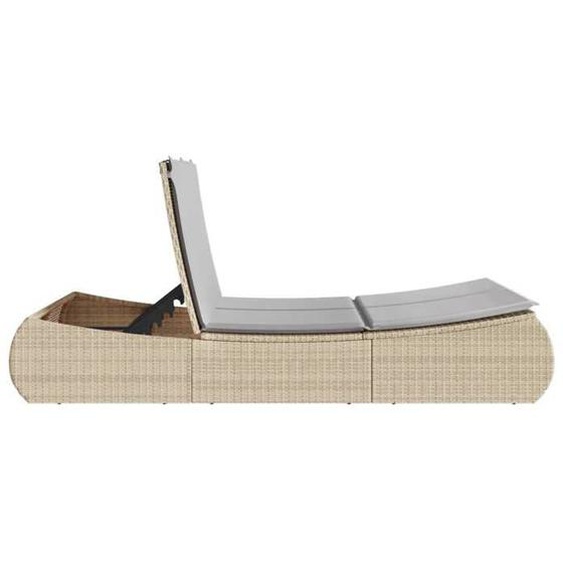 Bains de soleil - OMABETA - Chaise longue double avec coussins beige résine tressée - OM01898