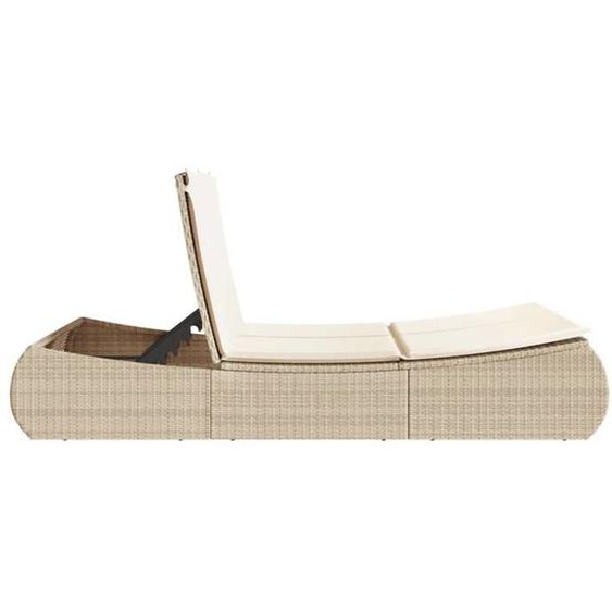 Bains de soleil - OMABETA - Chaise longue double avec coussins beige résine tressée - OM08888