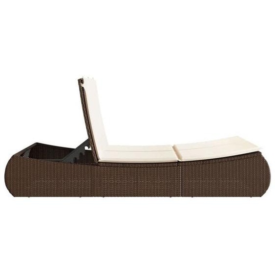 Bains de soleil - OMABETA - Chaise longue double avec coussins marron résine tressée - OM01884