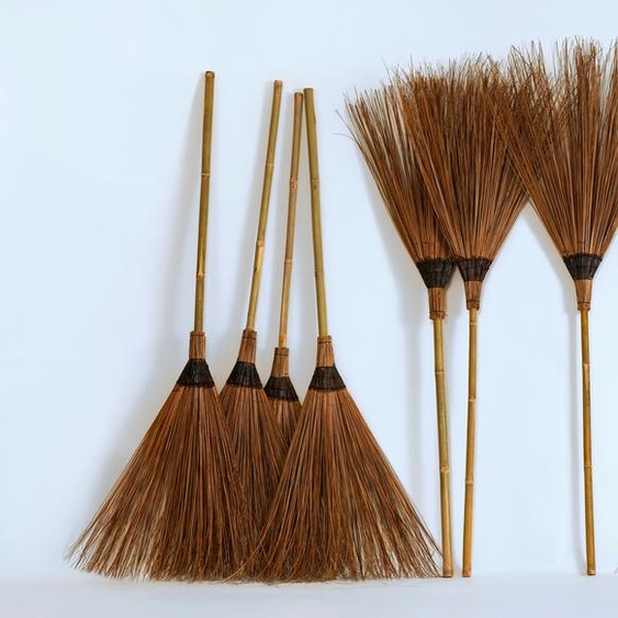 Balai en bambou 165 x 50 cm - Balayage des feuilles et des déchets avec manche en bambou robuste