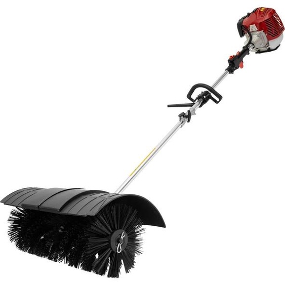 Balai motorisé à main, balayeuse avec tête de brosse en nylon, moteur à essence 2 temps 1,25 kW, vitesse réglable, entretien du gazon, rouge