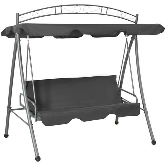 Balancelle convertible à auvent Anthracite 198x120x205 cm Acier