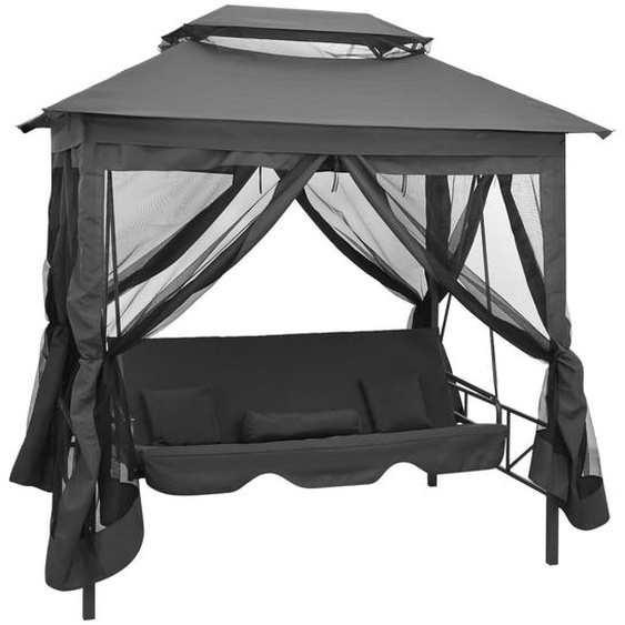Balancelle convertible à auvent Anthracite 220x160x240 cm Acier