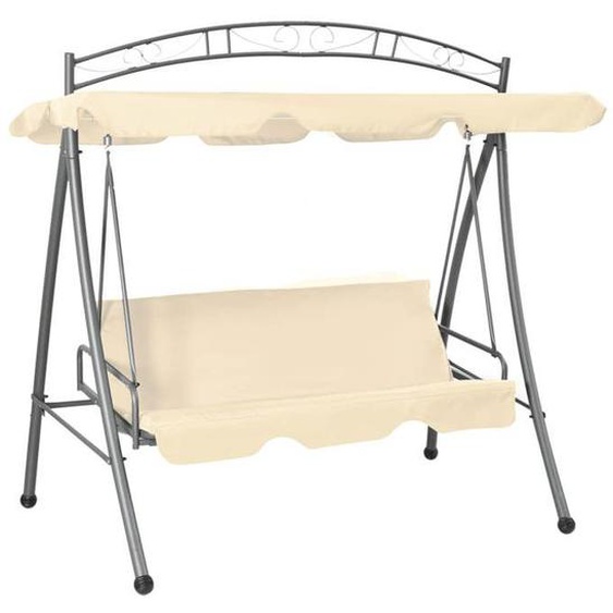 Balancelle convertible - vidaXL - Blanc sable - Cadre en acier - Auvent réglable - 2 personnes