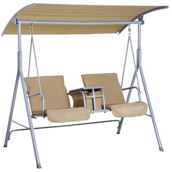 Outsunny - lit de jardin - Métal - 175x112x165cm - Beige
