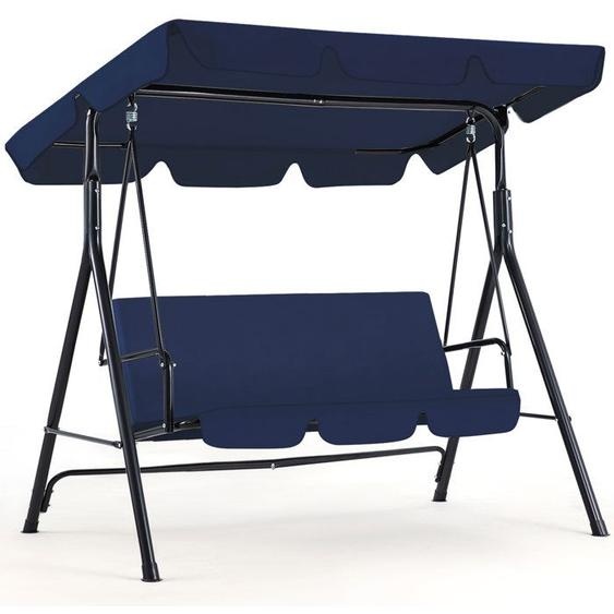 Balancelle de Jardin 3 Places avec Auvant Réglable - 172 x 112 x 150 CM -Métal - Bleu Marine