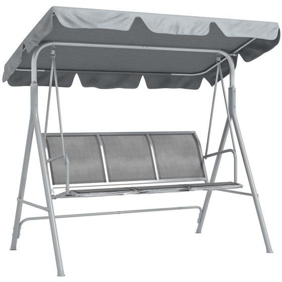 Balancelle de Jardin 3 Places - Outsunny - Toit imperméabilisé - Inclinaison réglable - Assise et Dossier Ergonomique - Gris