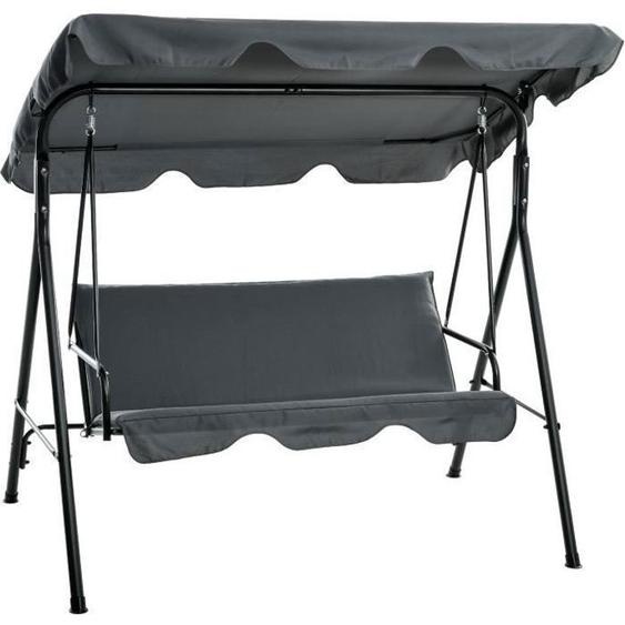 Outsunny - Balancelle de jardin - Métal - 172x110x153cm - Gris