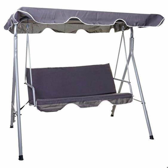 Balancelle de jardin 3 places uv 50+ toit reglable 197 x 185 cm gris fonce 04_0007030