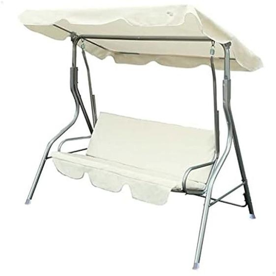 Balancelle de Jardin - AKTIVE - 61113 - 3 Places - Ivoire - Auvent Inclinable - Rembourrée