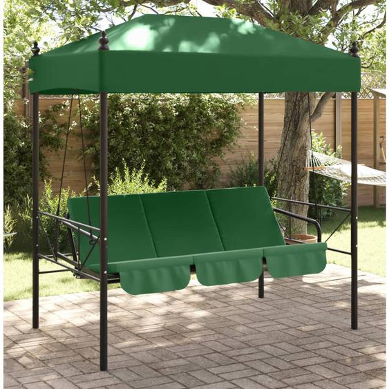 Balancelle de jardin avec auvent vert acier
