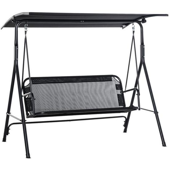 Balancelle de jardin - Outsunny - 2 places - toit inclinaison réglable - structure en acier - 172 x 110 x 155 cm - noir