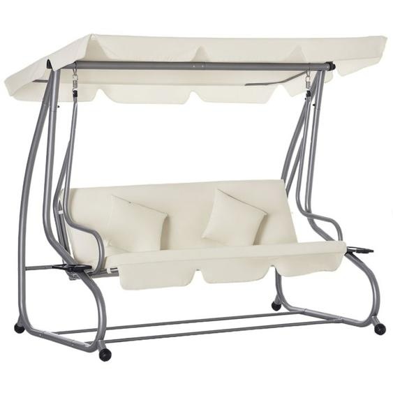 Balancelle de jardin - Outsunny - 3 places - convertible toit inclinaison réglable - 2 x 12 x 164 m - acier polyester - beige