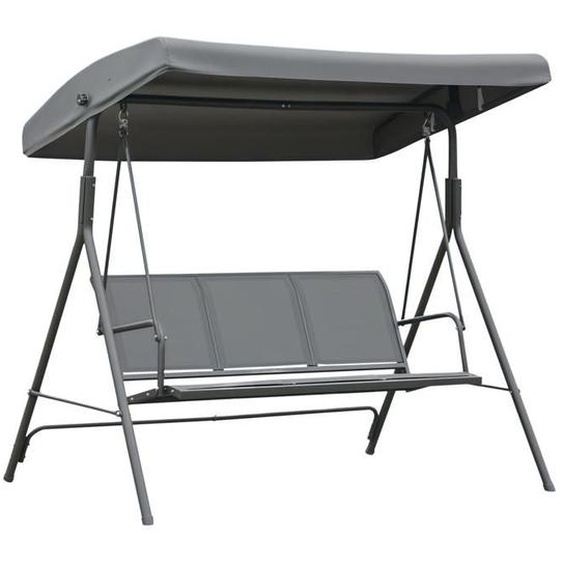 Balancelle de jardin - Outsunny - 3 places - toit inclinaison réglable - assise et dossier ergonomique - acier textilène - gris