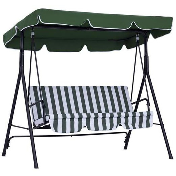 Balancelle de jardin - Outsunny - 3 places - toit inclinaison réglable - coussins assise et dossier - 172 x 110 x 153 cm - vert