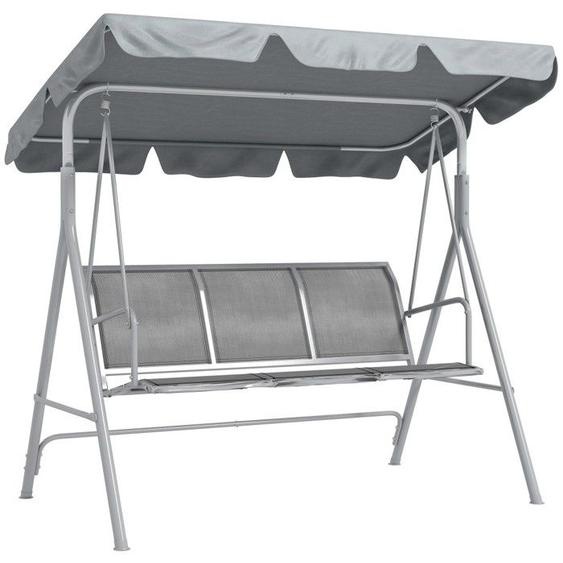 Balancelle Jardin 3 Places Toit Gris Argenté 170x110x153cm - Chaise Longue Confortable Terrasse&jardin