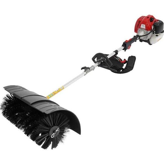 Balayeuse manuelle à essence - Balayeuse - 52 cm³ 2 temps - 2,3 CV/1,7 kW - 8500 tr/min - Brosse 23×52 cm - Réservoir 1 l - Noir