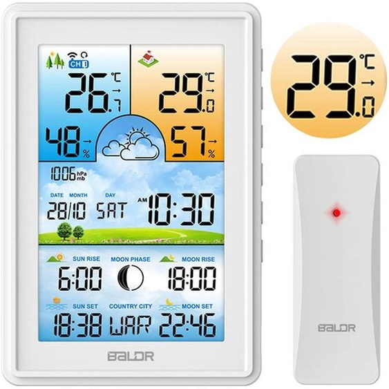 BALDR Meteorologická stanice s displejem BD-906 bílá