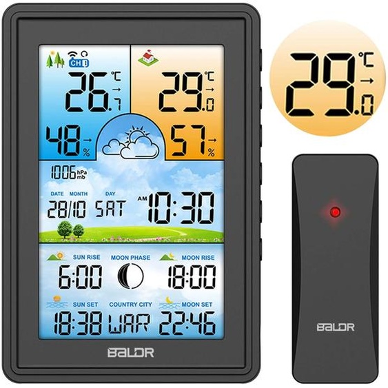 BALDR Station météo avec affichage BD-906 noir
