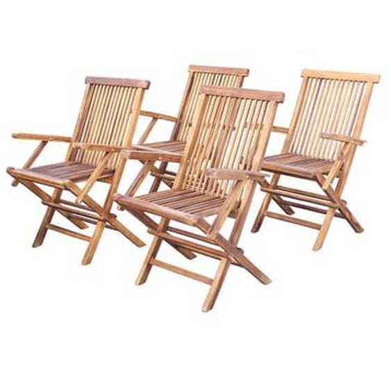 BALI   Lot de 4 fauteuils de jardin en teck huilé massif pliant