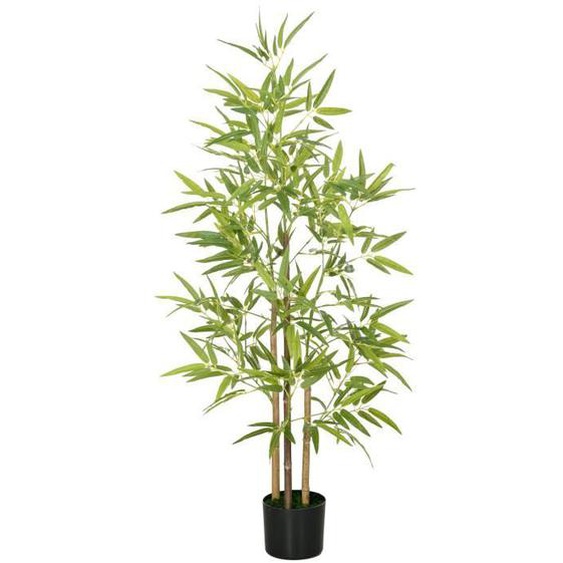 Plante artificielle Bambou - HOMCOM - hauteur 120 cm avec pot - décoration interieur, très réaliste