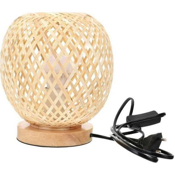 Bambou Rotin Lampe de Table Style Japonais Lampe de Chevet Lampe de Bureau Chambre Bricolage DéCoration Prise EuropéEnne