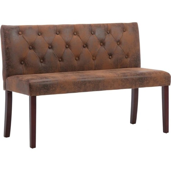 Banc 120 cm Marron Similicuir daim