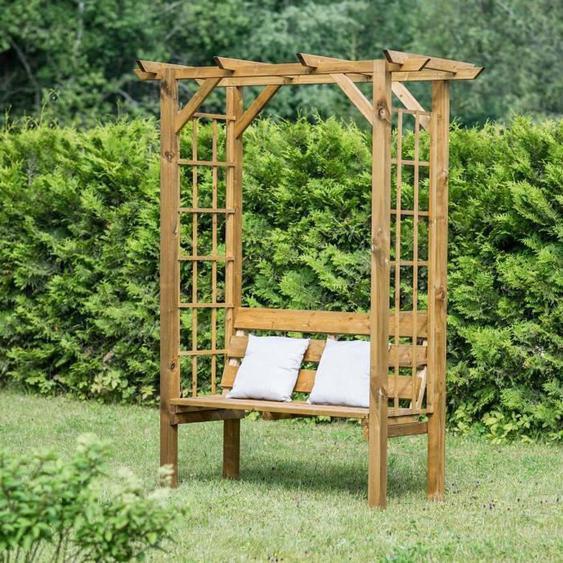 Banc de jardin - CEMONJ - Arche en bois - 2 places - Résistant à lhumidité - Style naturel