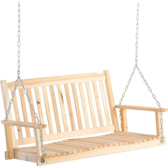 Banc à bascule en bois - 2 places - Chaîne réglable - Avec accoudoirs - Pour lextérieur - Montage nécessaire - Kaki