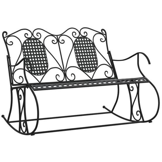 Banc à bascule - Noir - Acier - 2 places - 113 cm - Meuble de jardin contemporain