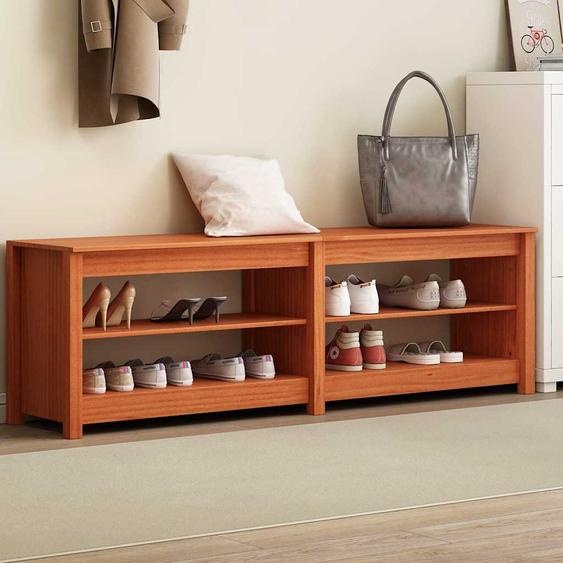 Banc à chaussures avec étagère Cire marron 160 x 36,5 x 50 cm