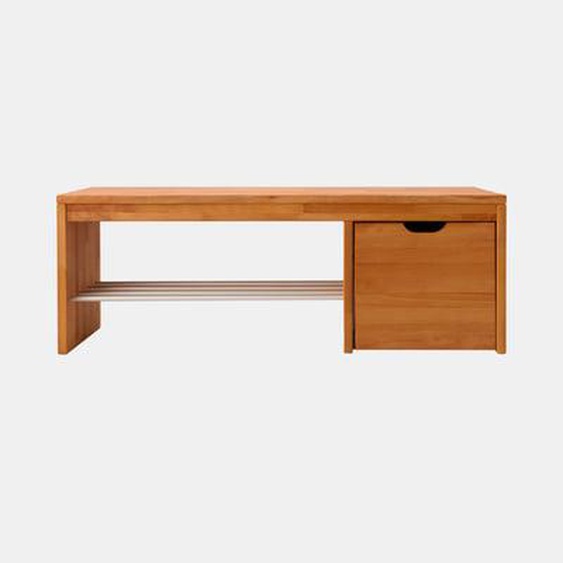 Banc à chaussures bois massif avec 1  cube de rangement Cyriel