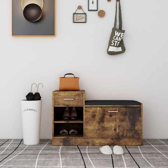 Banc à chaussures Chêne fumé 94,5x31x57 cm Bois dingénierie