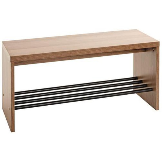 Banc à chaussures coloris chêne et métal noir - Longueur 80 x Profondeur 30 x Hauteur 40 cm