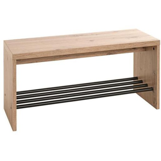 Banc à chaussures, meuble à chaussures coloris chêne et métal coloris noir - longueur 80 x Profondeur 30 x Hauteur 40 cm