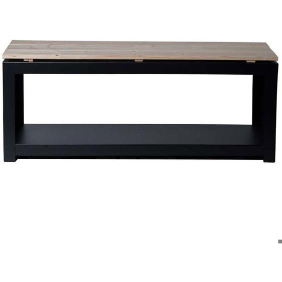 Banc acier et bois avec rangement à bûches Droit