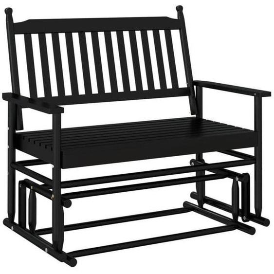 Banc balancelle noir 118x70x1045 cm bois massif de peuplier -BK4008866 (PLA)