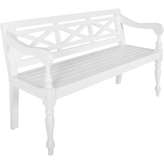 Banc Batavia 123 cm Bois dacajou massif Blanc