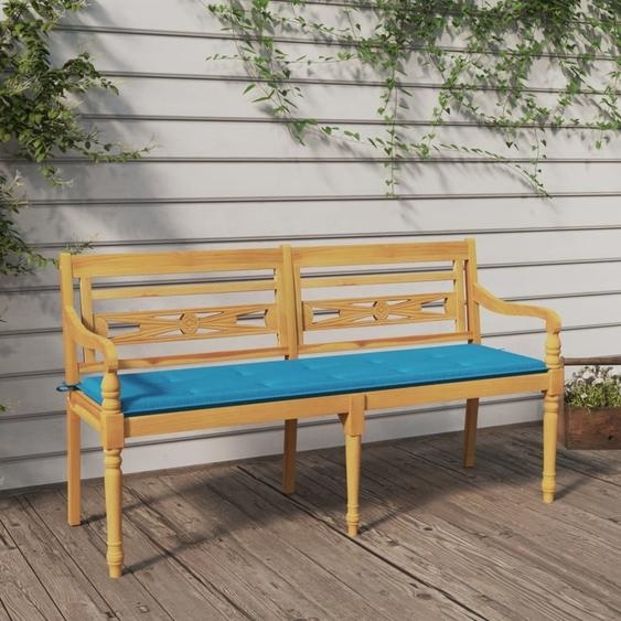 Banc Batavia avec coussin bleu 150 cm teck massif 3100830