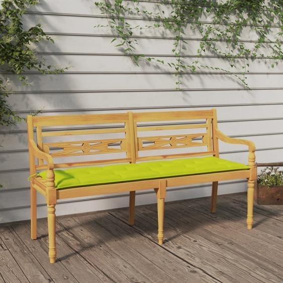 Banc Batavia avec coussin vert clair 150 cm teck massif , Bancs de jardin Design 2024