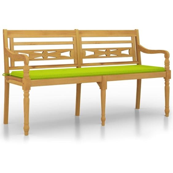 Banc Batavia avec coussin vert brillant 150 cm Bois teck massif