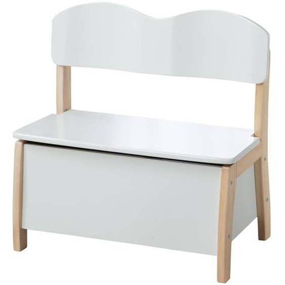 Banc-coffre À Jouets En Bois Massif À Fermeture Douce Blanc Et Naturel