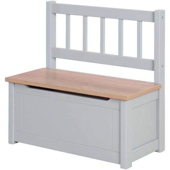 Banc-coffre À Jouets En Bois Massif Résistant Aux Rayures Woody Gris Taupe - Naturel