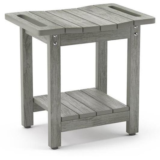 Banc de douche avec tablette, antidérapant, gris, pour lintérieur et lextérieur