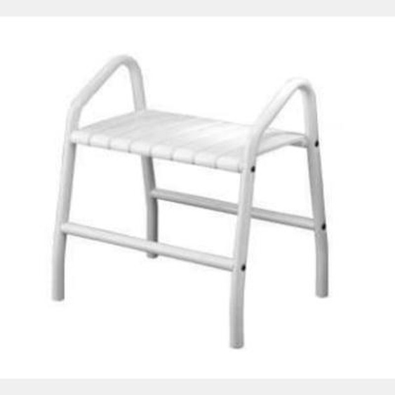 Banc de douche PMR PELLET Essentiel confort avec deux poignées de maintien aluminium époxy blanc